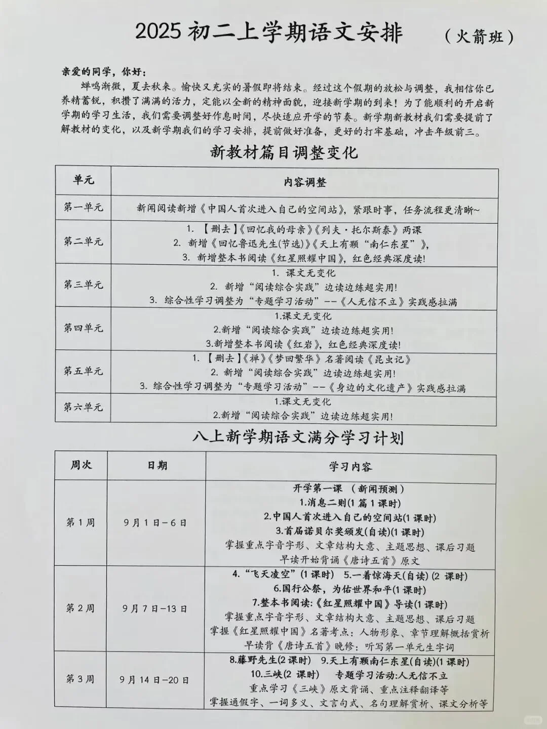 难怪初二火箭班考的好，原来这样安排八上的