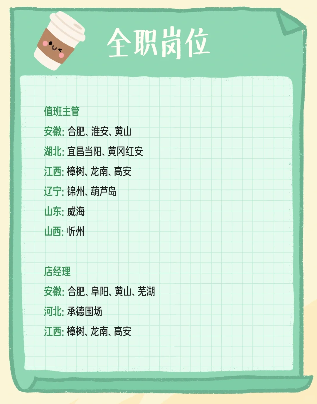 社招🔛星巴克各地热招兼职全职❗️