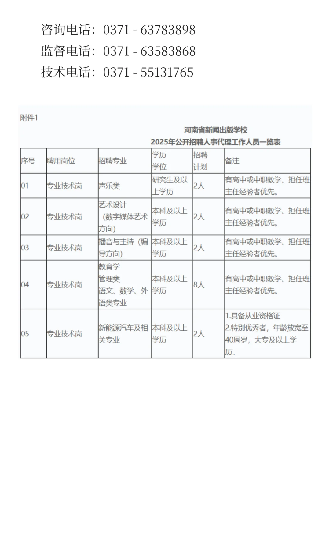 河南省新闻出版学校2025年公开招聘人事代理