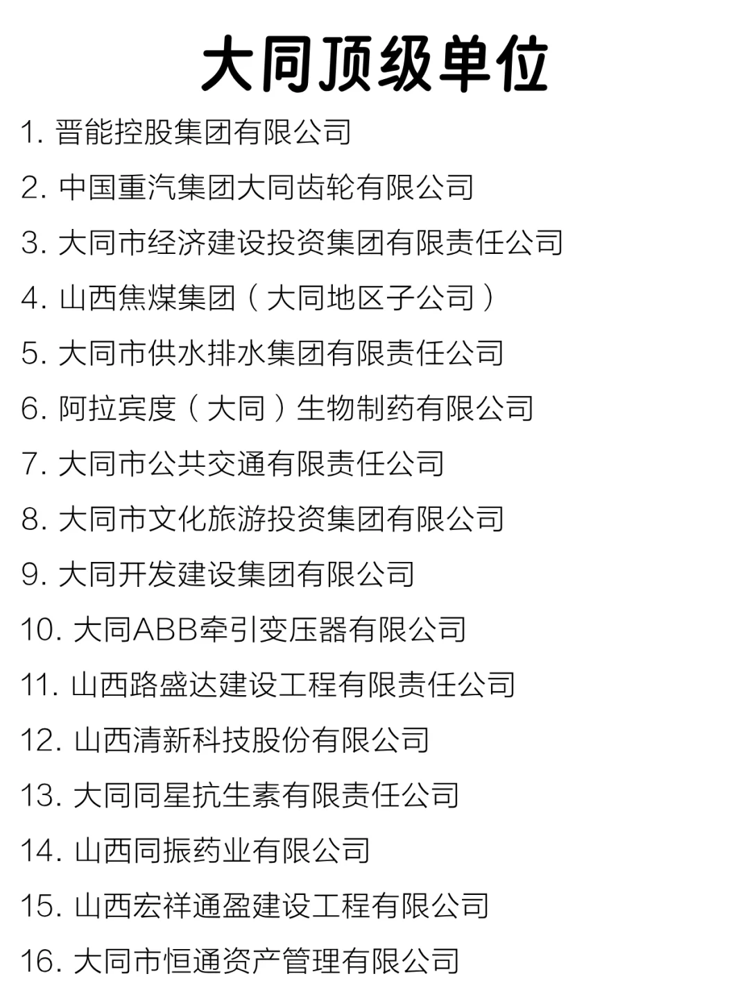 大同顶级单位盘点来啦～