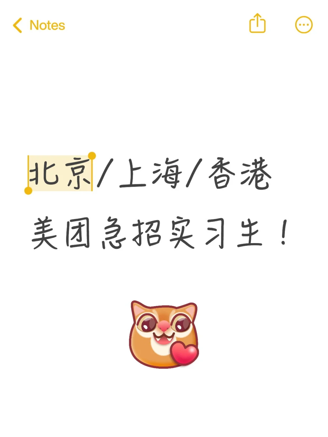 【北京/上海/香港】美团急招实习生