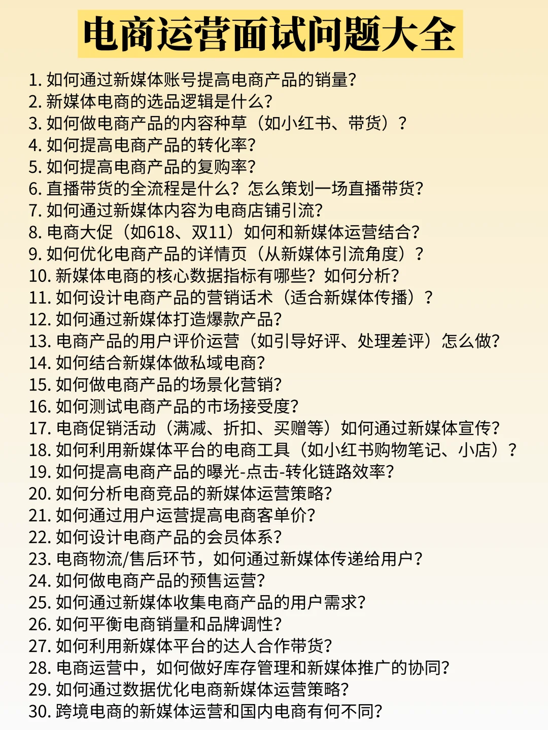 建议电商运营都准备到这种程度再去面试