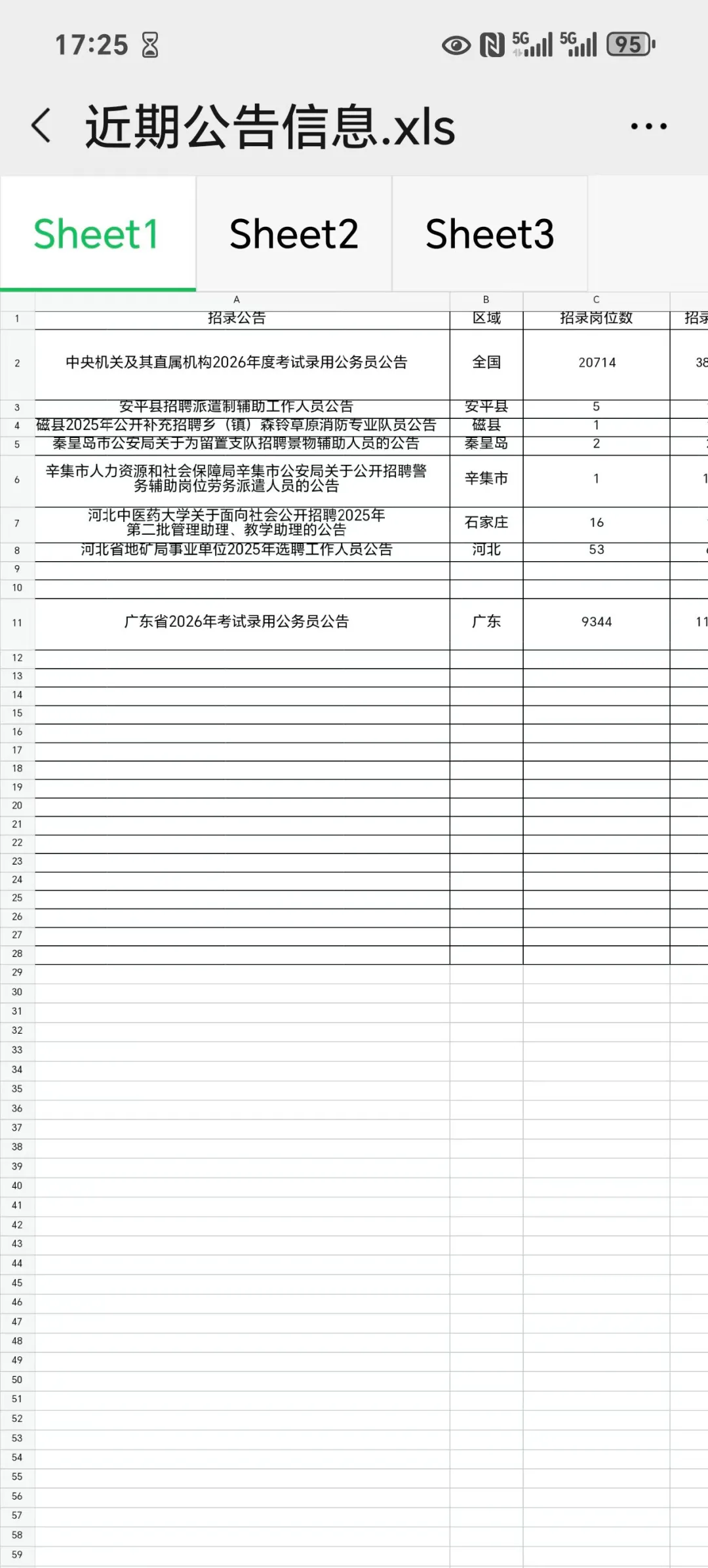 最新招录信息