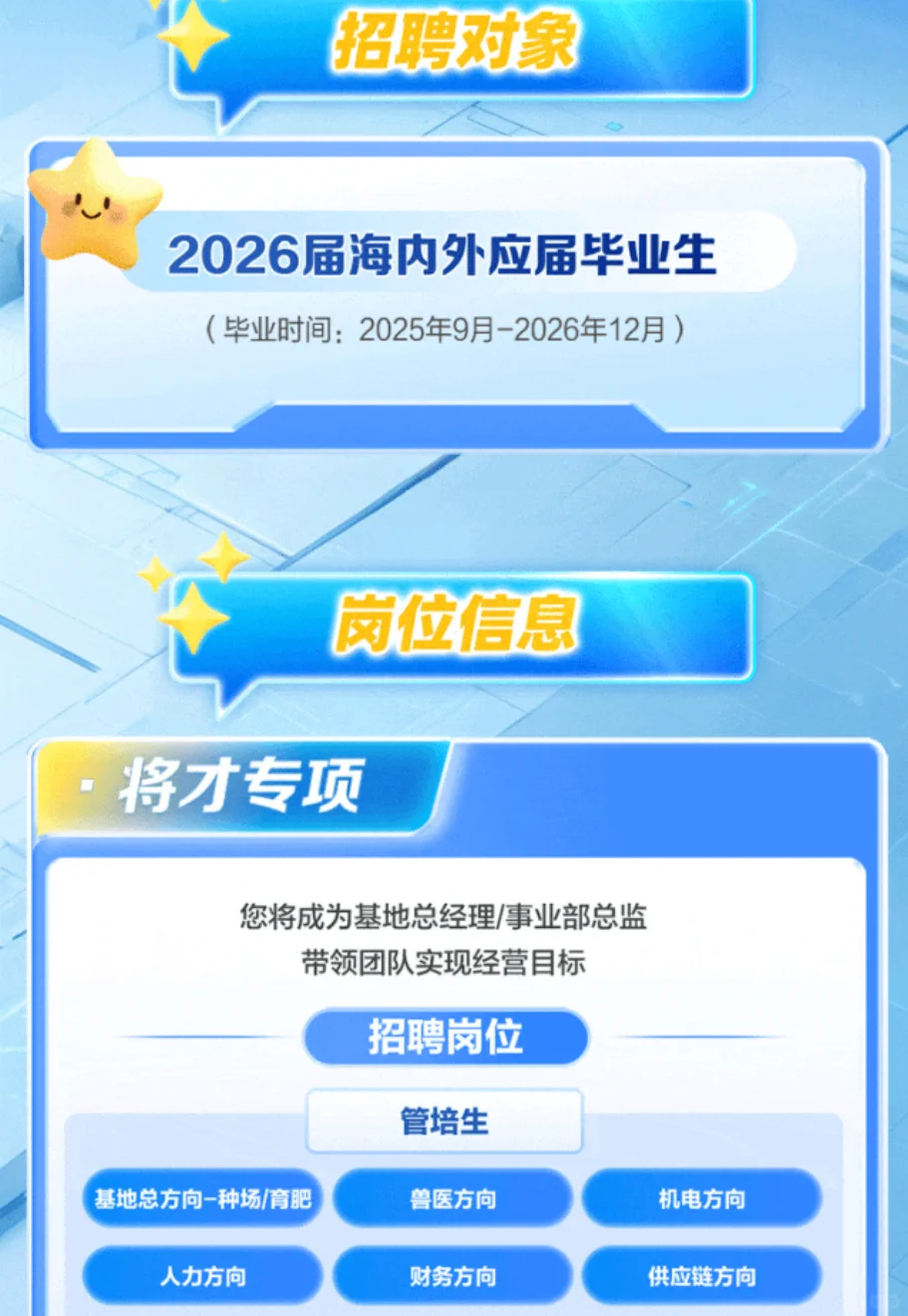 月薪18k|巨星农牧26届校园招聘动医动科畜牧