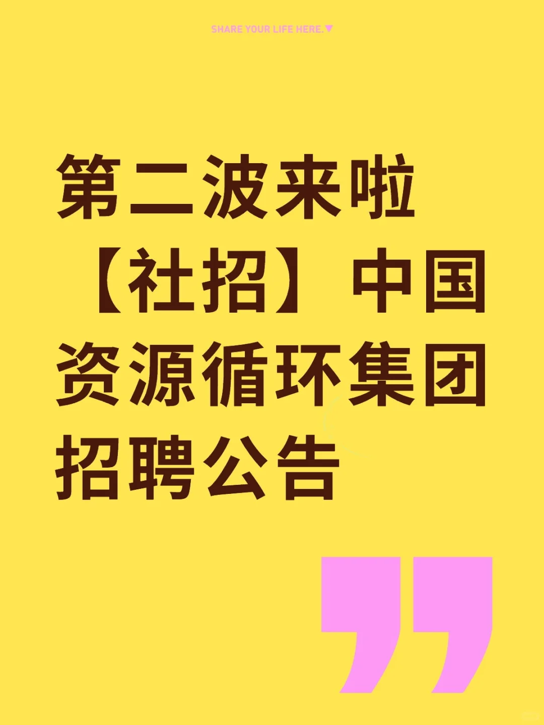 第二波【社招】中国资源循环集团招聘公告