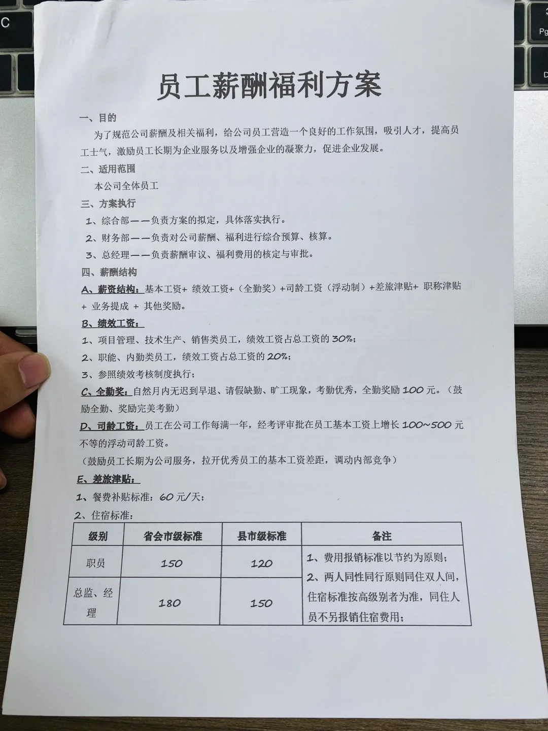 员工薪酬福利方案