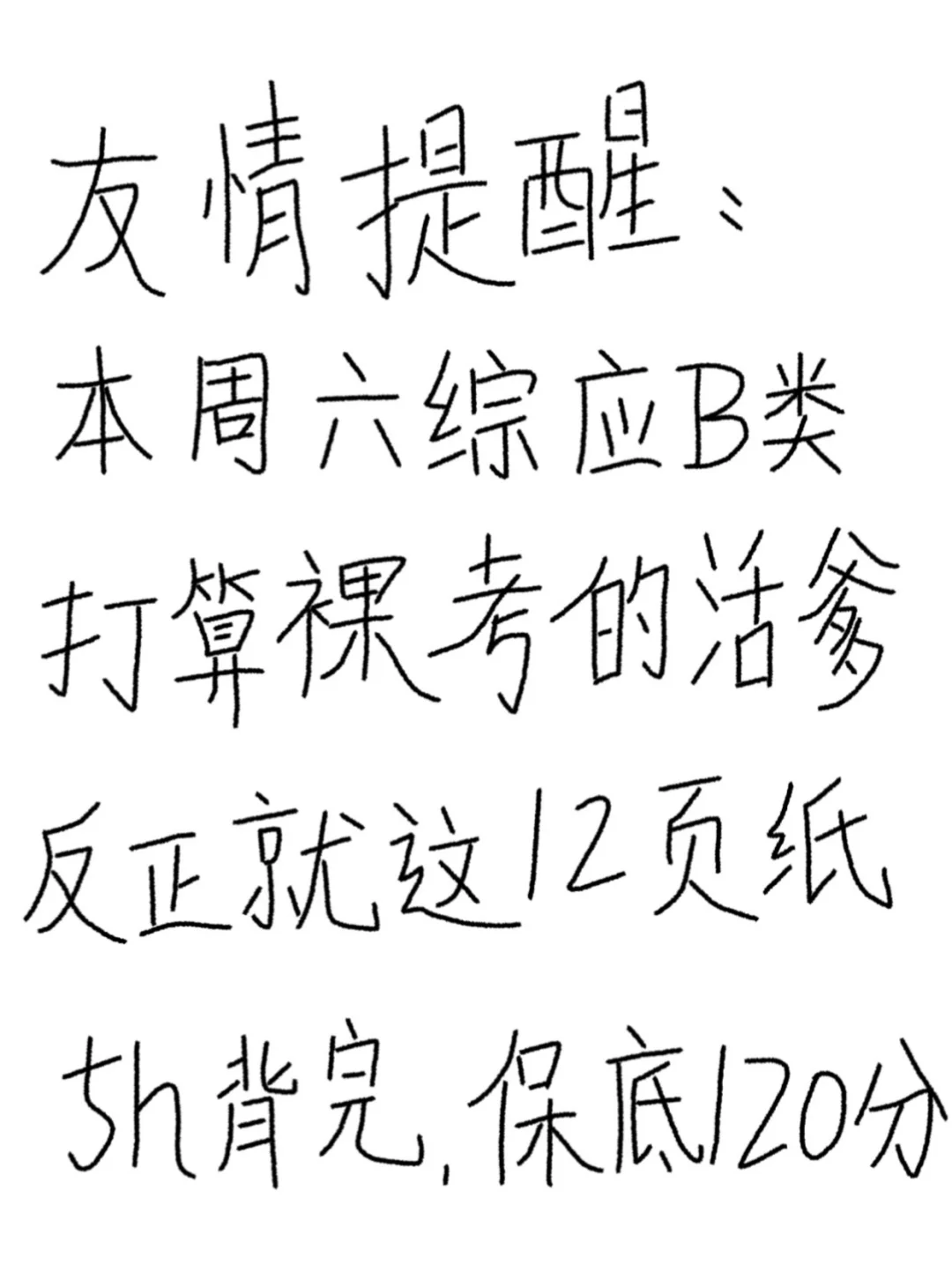 周六综应B类就这12页纸，5h背完120分