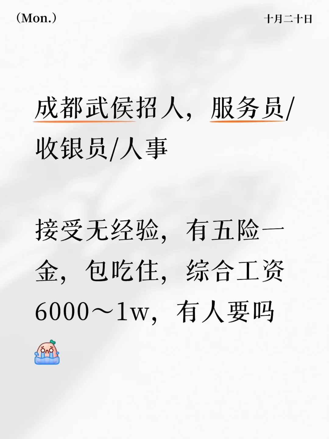公司缺人快来和我做同事！