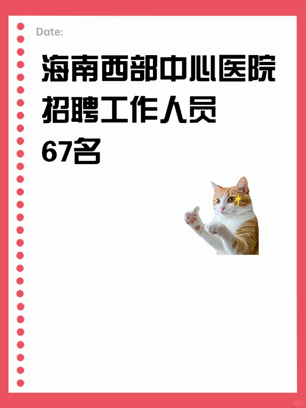 海南西部中心医院（考核）招聘工作人员67名
