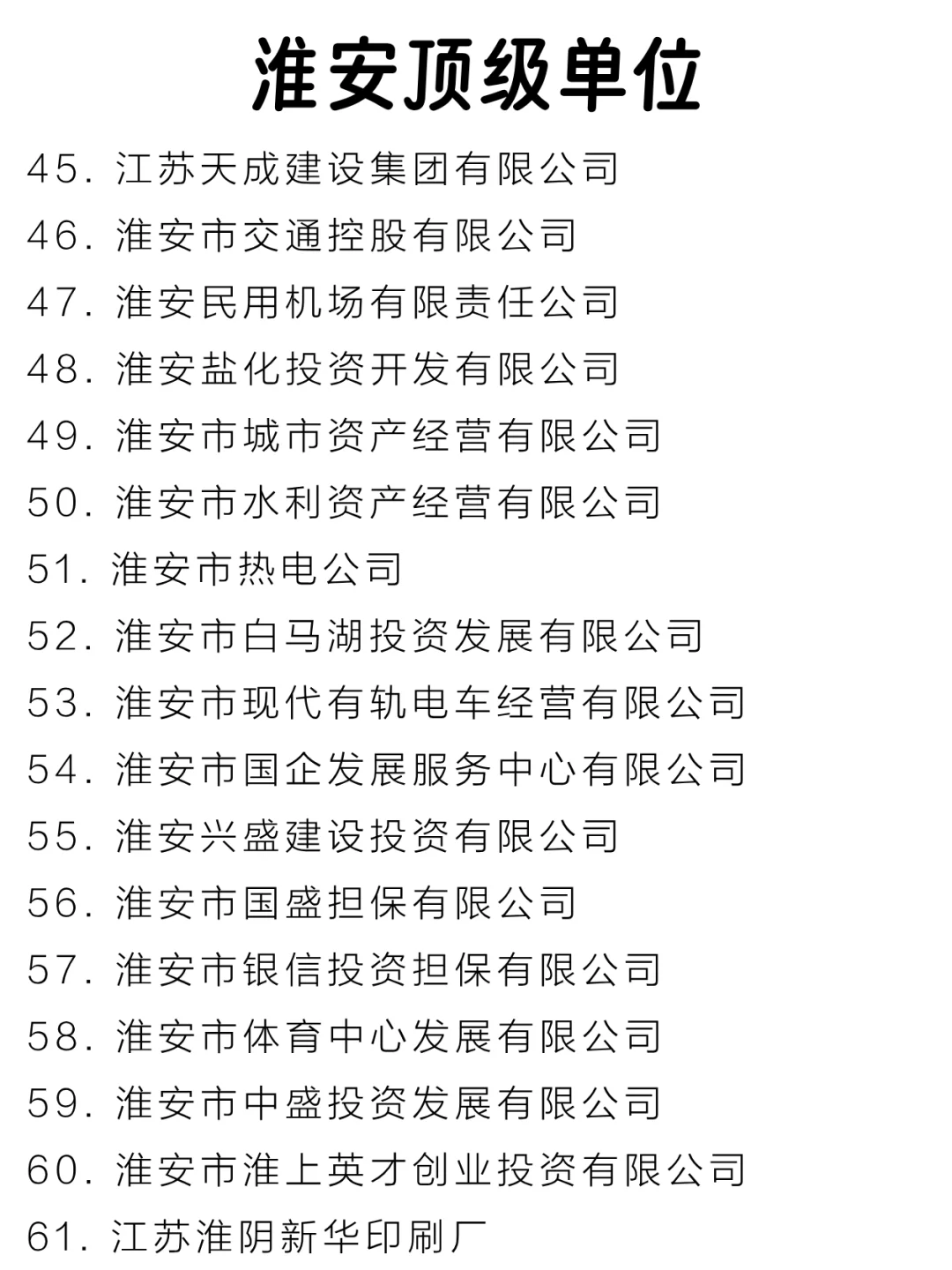 淮安顶级单位盘点来啦～