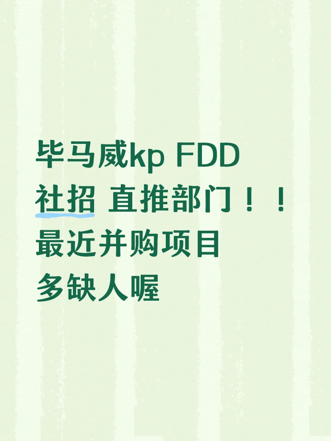 社招可直推部门 毕马威kp fdd 把握机会！