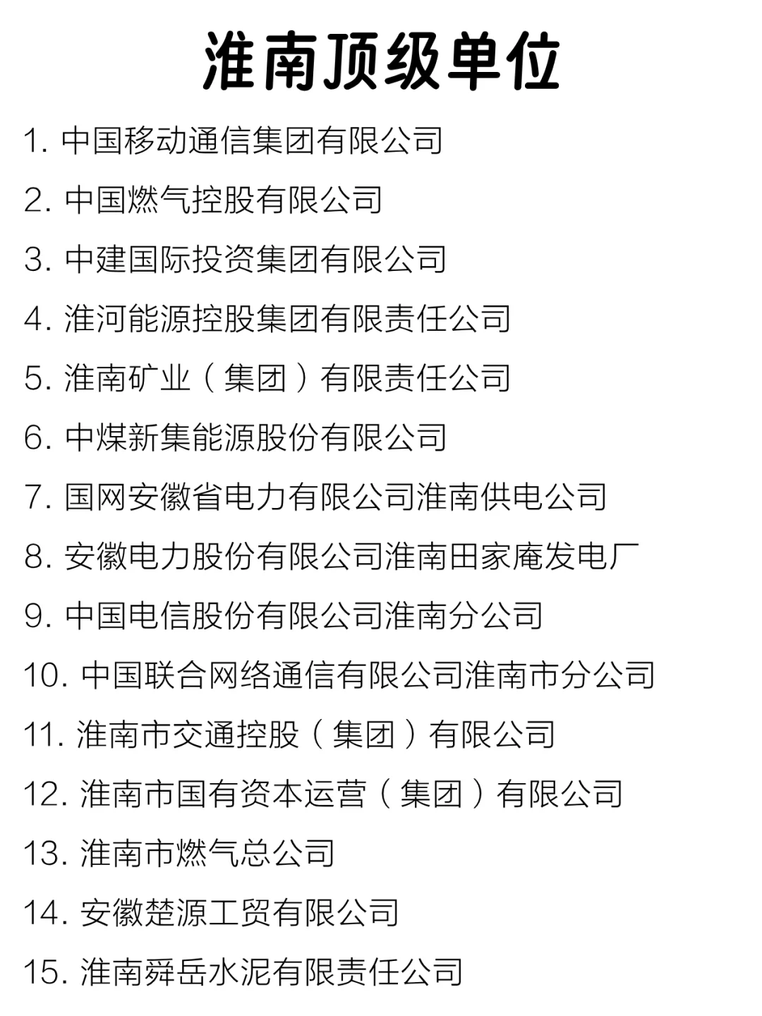 淮南顶级单位盘点来啦～