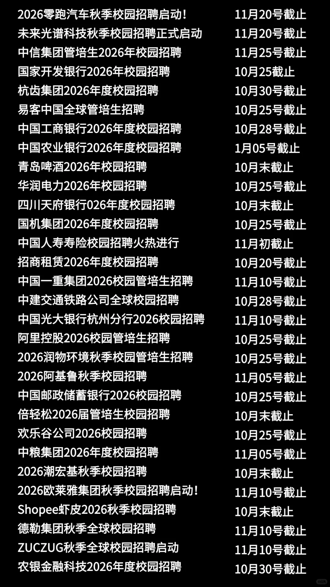 一周内将截止的国企秋招