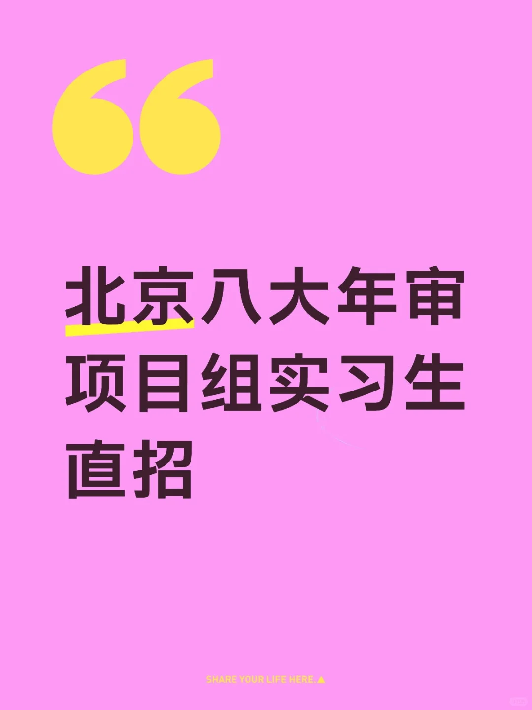 北京八大年审项目组实习生直招