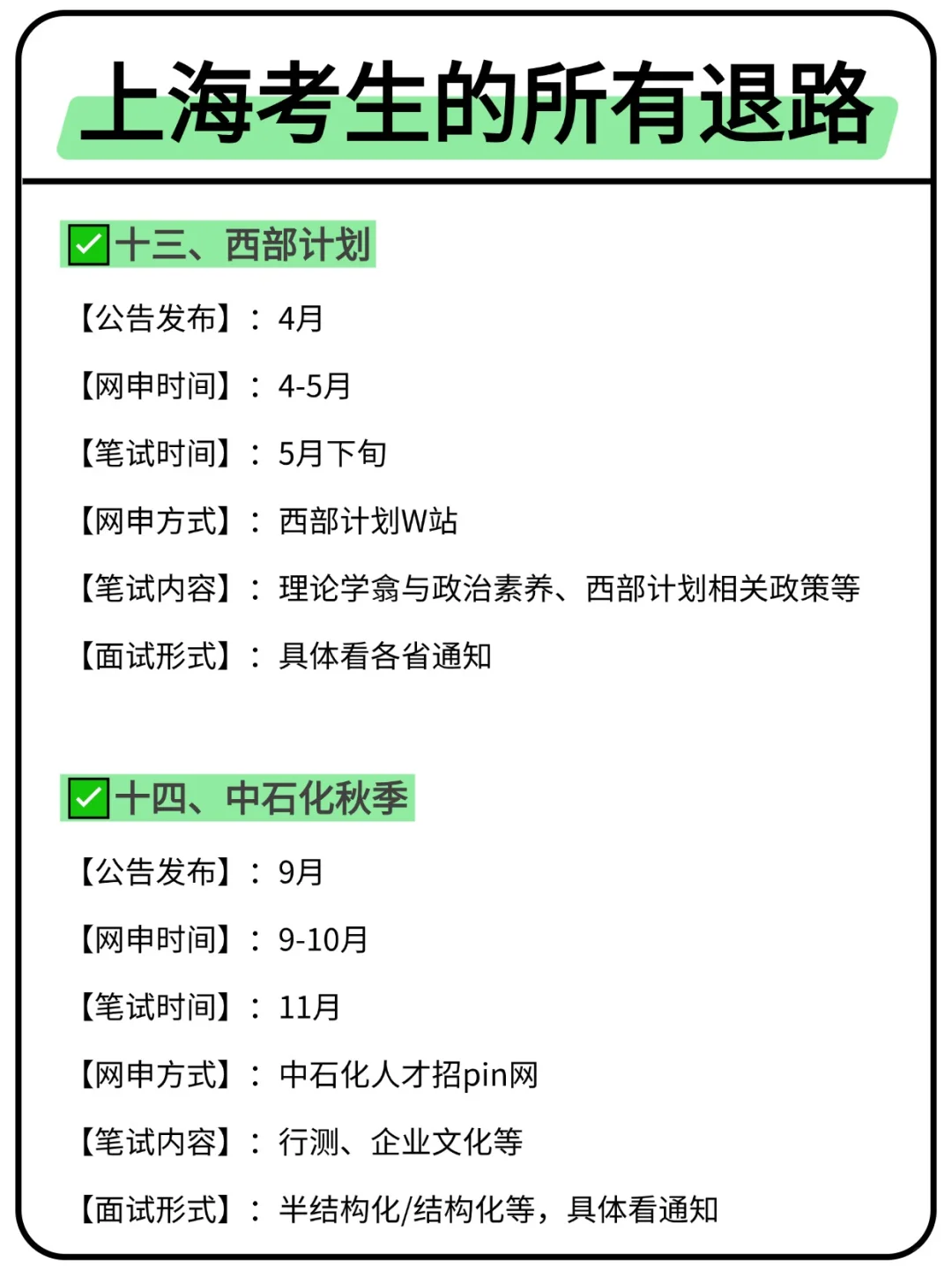 属于上海考生的所有退路来啦！！