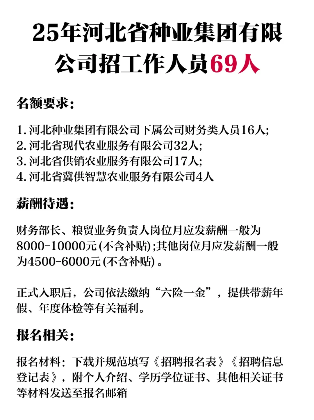 本科可报！河北省种业集团69人！