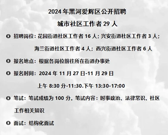黑河爱辉招聘啦！