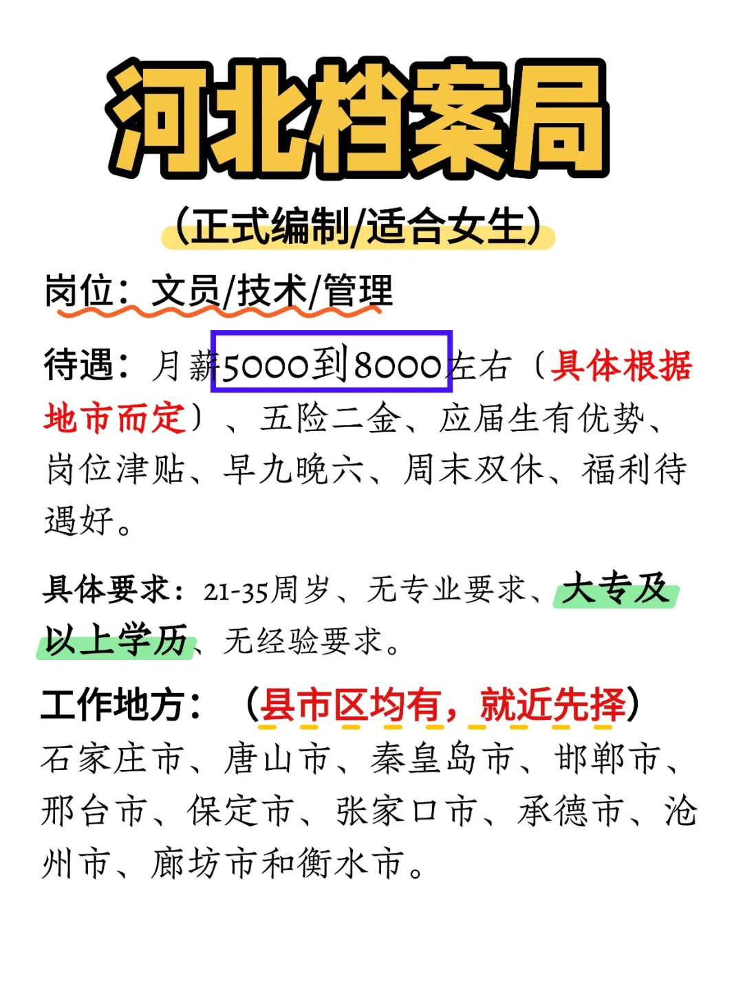 河北档案局缺编了，简单不累，来看看吧