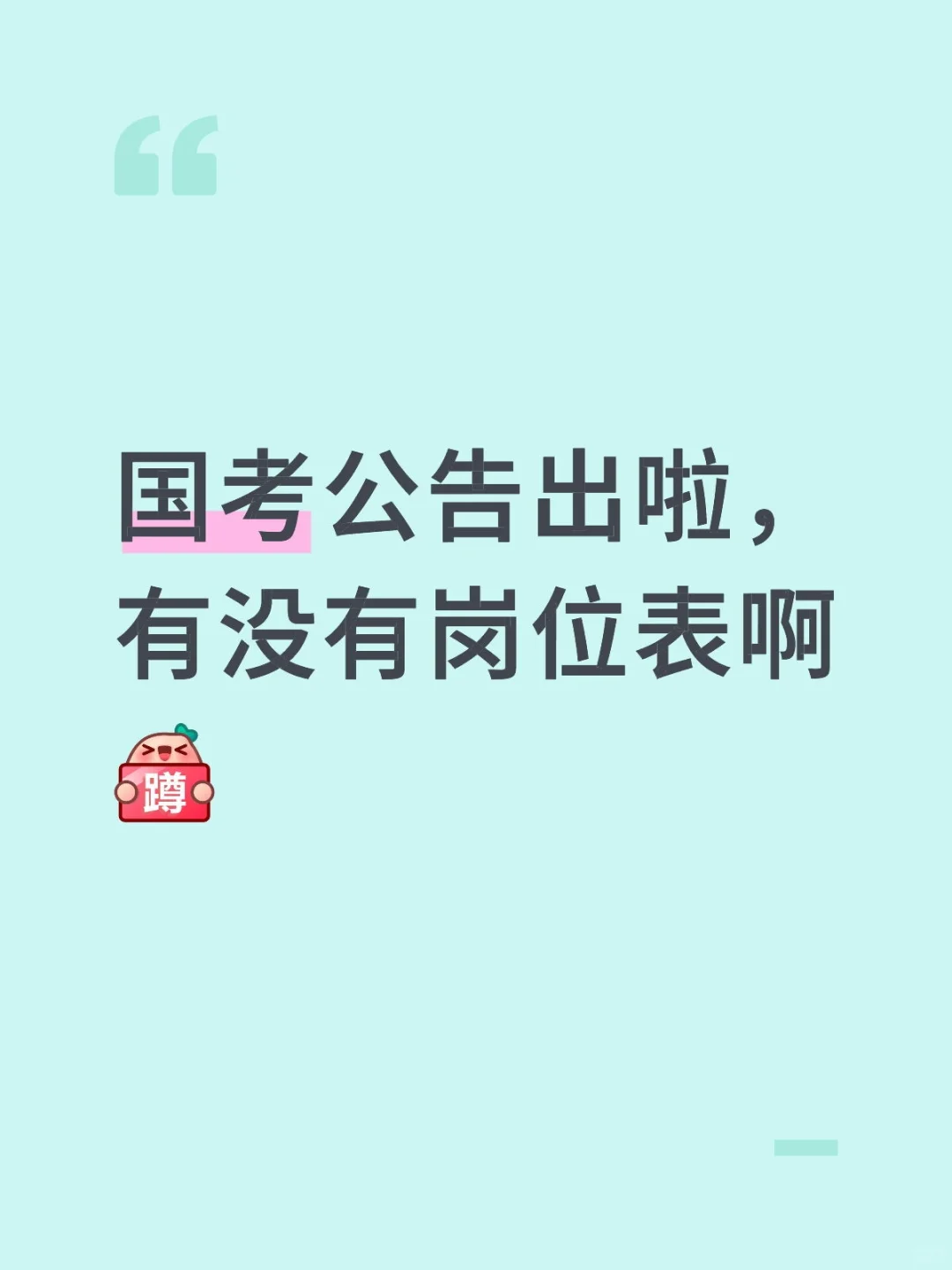 国考公告出啦，有没有岗位表啊