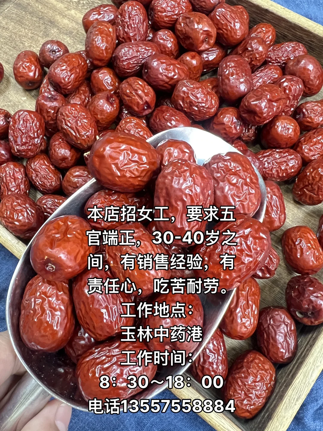 本店招女工，白班，30-40岁之间
