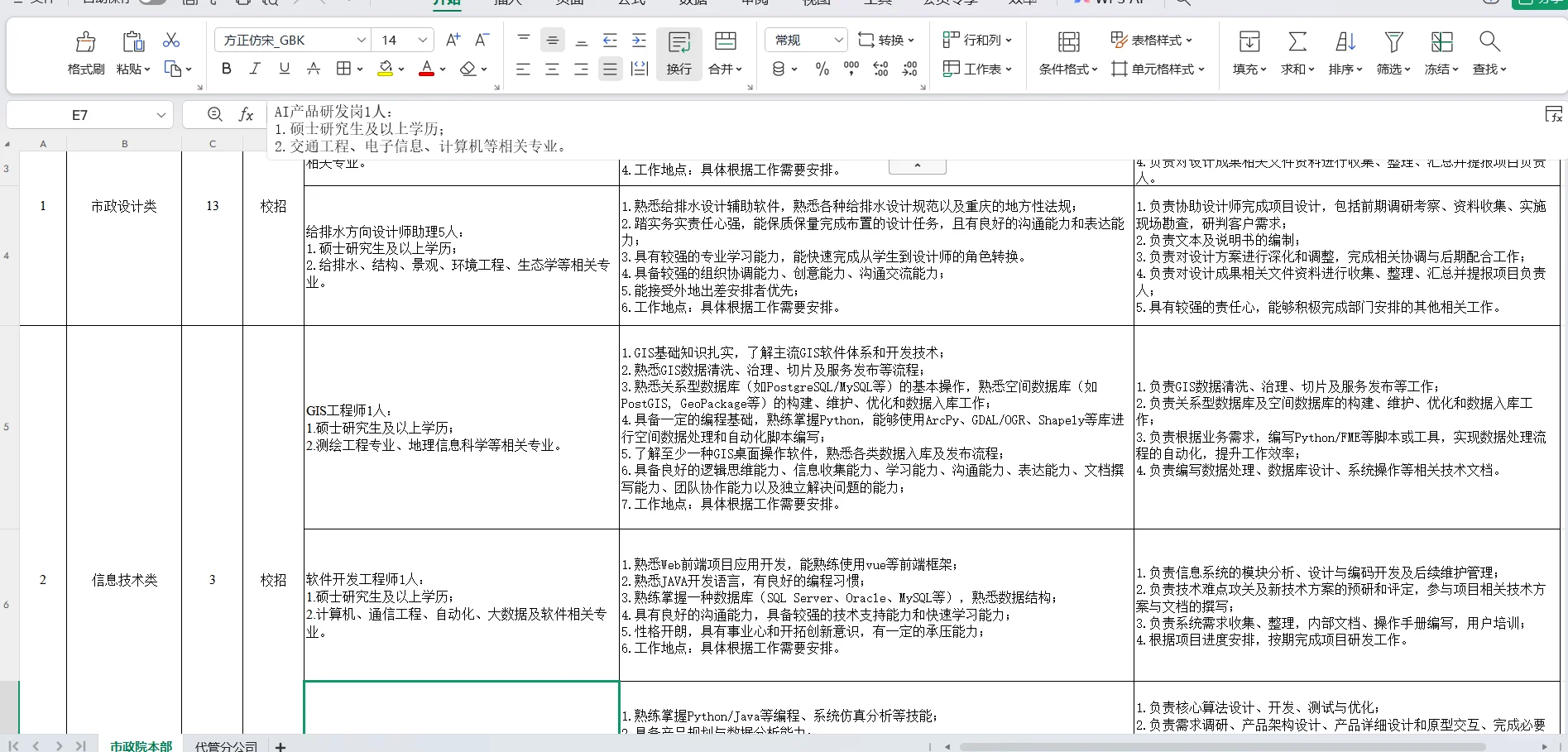 地理学、测绘、地理信息等招聘信息