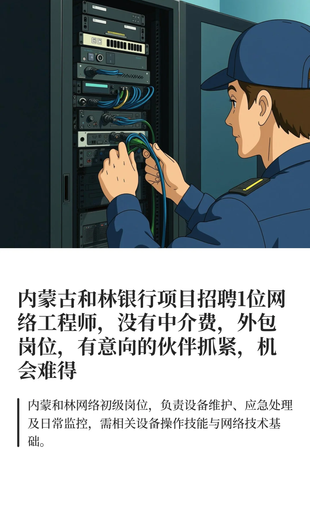 内蒙古和林银行项目招聘1位网络工程师