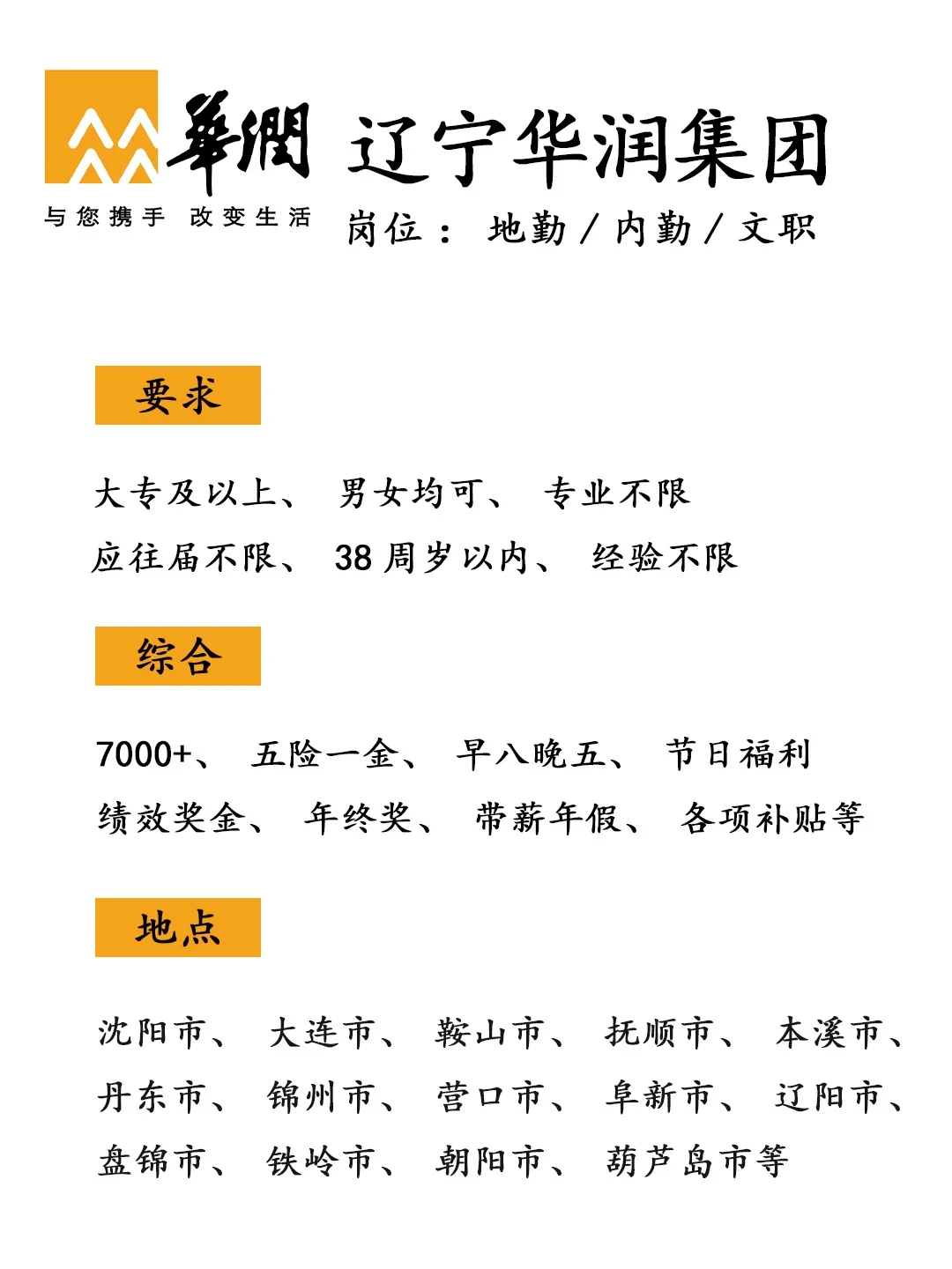 辽宁华润集团急招！投就🀄