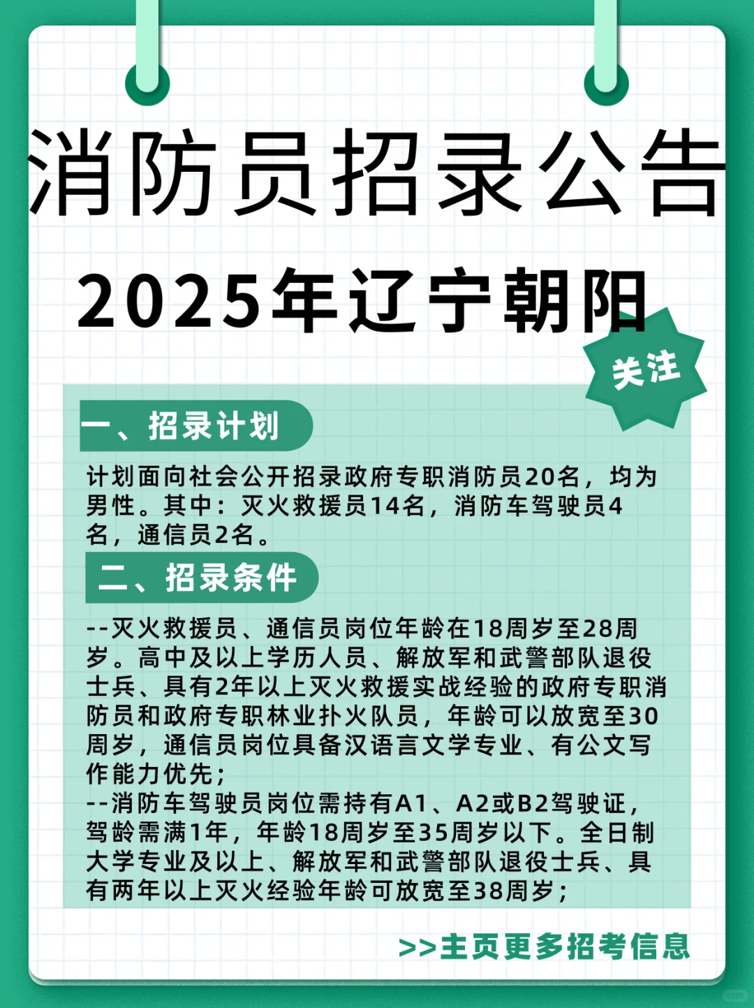 2025年辽宁省朝阳市消防员招录公告