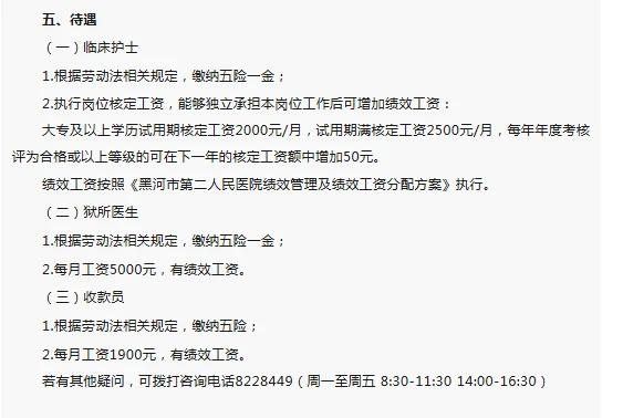 黑河市第二人民医院招聘工作人员公告