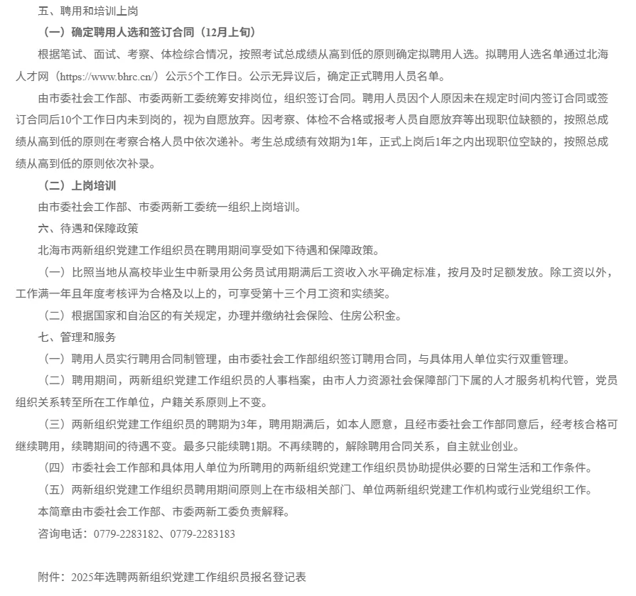 25年北海市两新组织党建工作组织员招聘