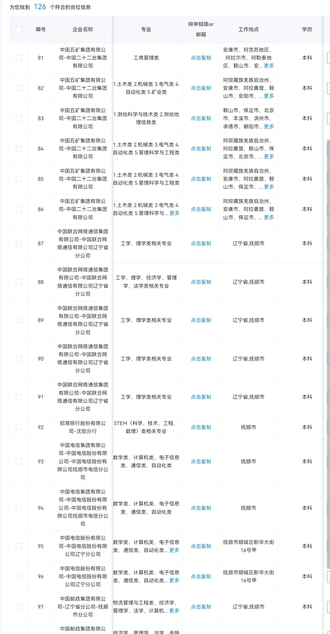 辽宁抚顺秋招可投央国企