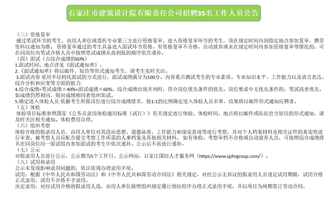 石家庄市国有企业招聘35名工作人员公告