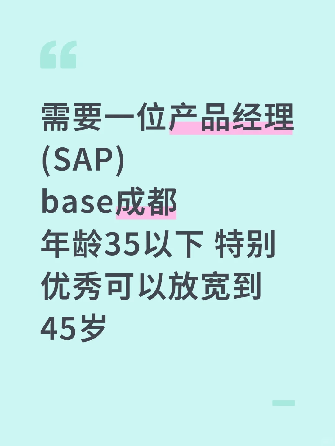 招人啦 SAP产品经理