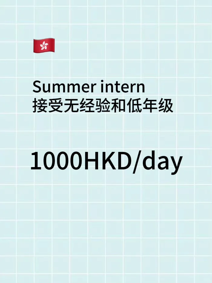香港🇭🇰Summer intern有人来吗？接受无经验
