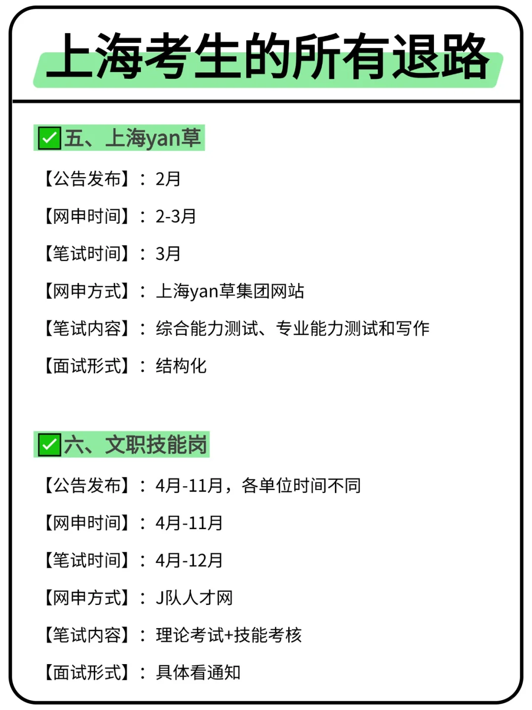 属于上海考生的所有退路来啦！！