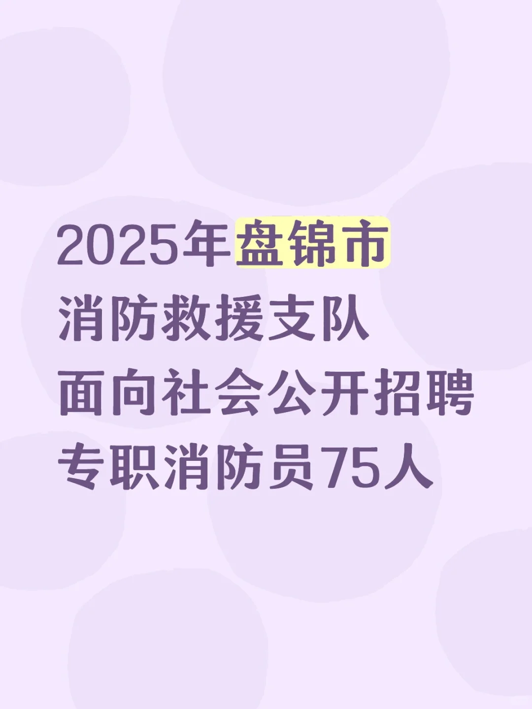2025盘锦消防救援支队招聘专职消防员75人