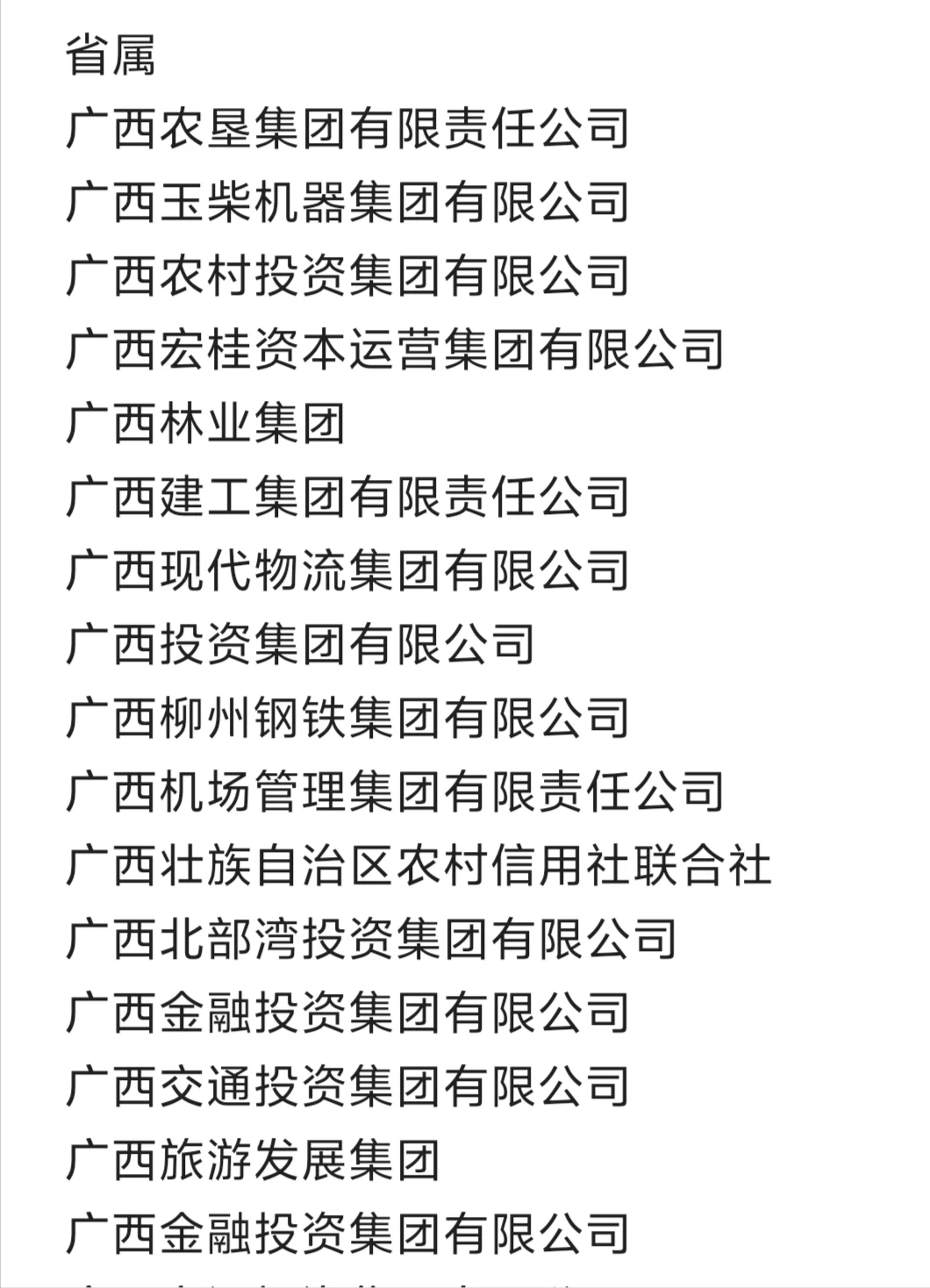 终于整理好了广西的国企名单