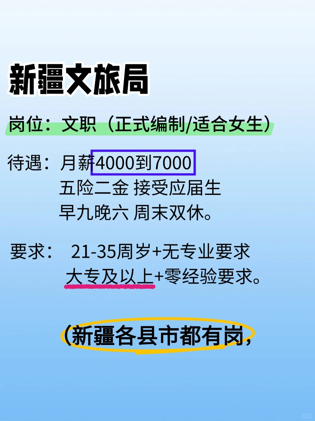 新疆文旅局缺编了，简单不累，来看看吧