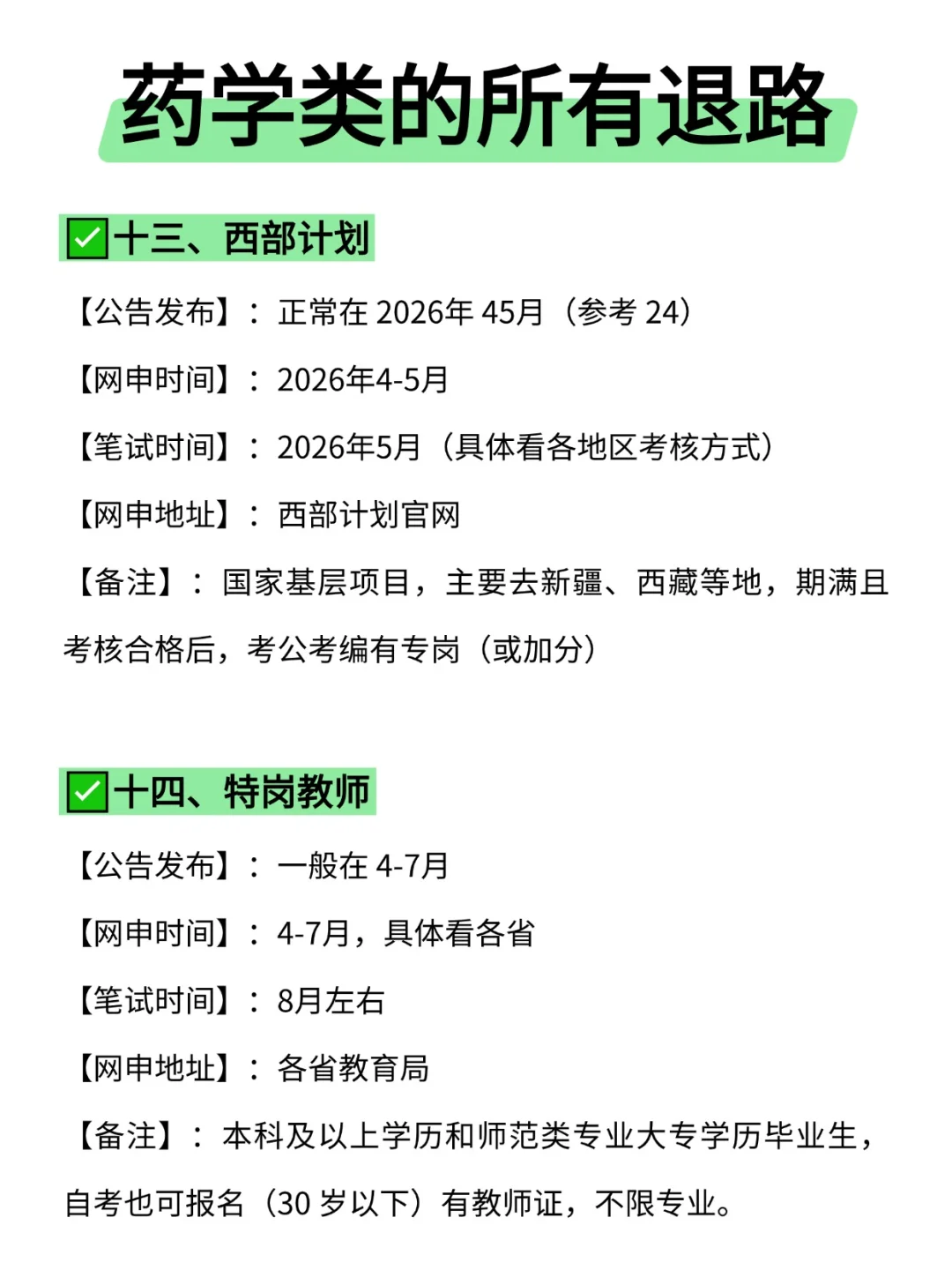 属于药学类的所有退路来啦！！