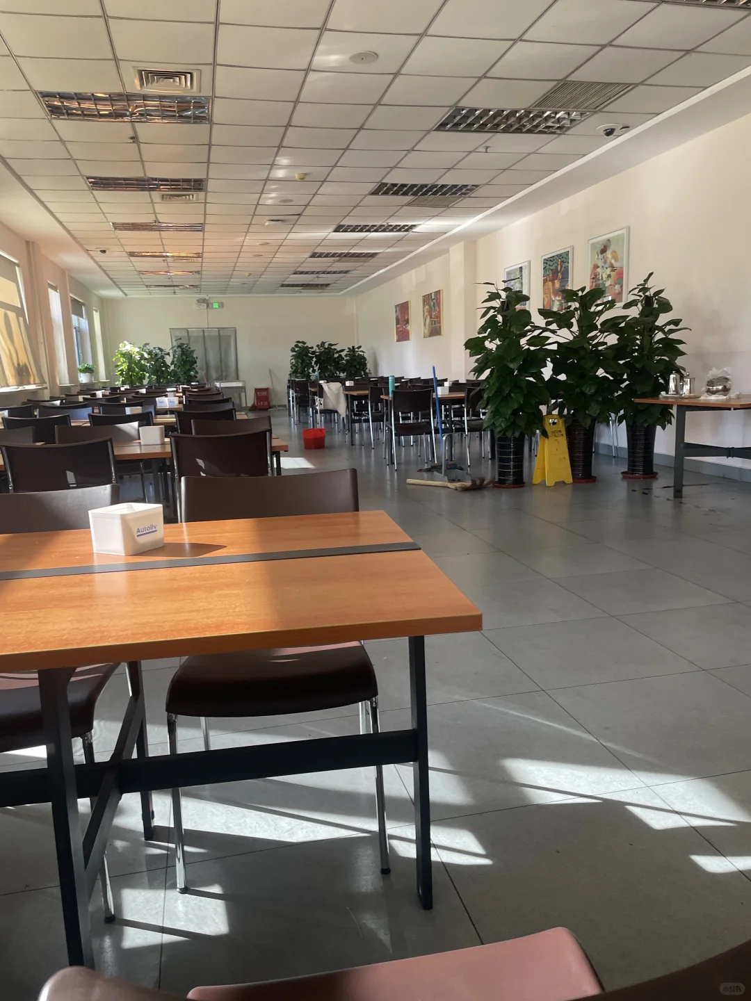 看看人家工厂这用餐环境，餐盘都用保鲜膜