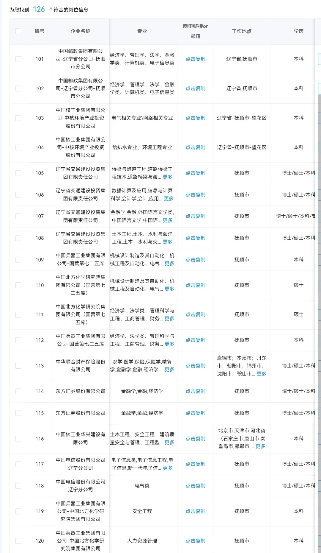 辽宁抚顺秋招可投央国企