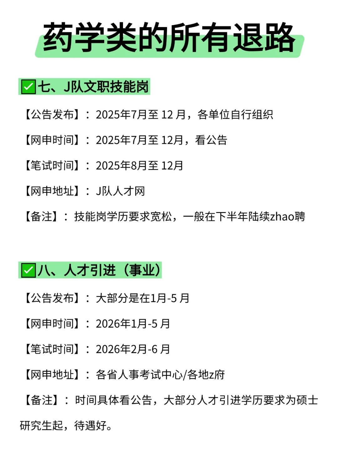 属于药学类的所有退路来啦！！