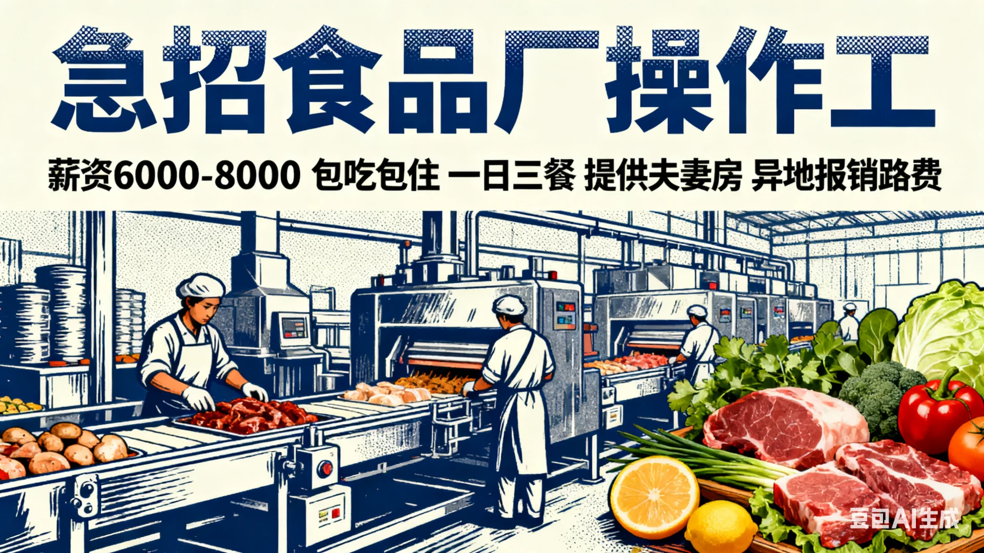 急招食品厂操工