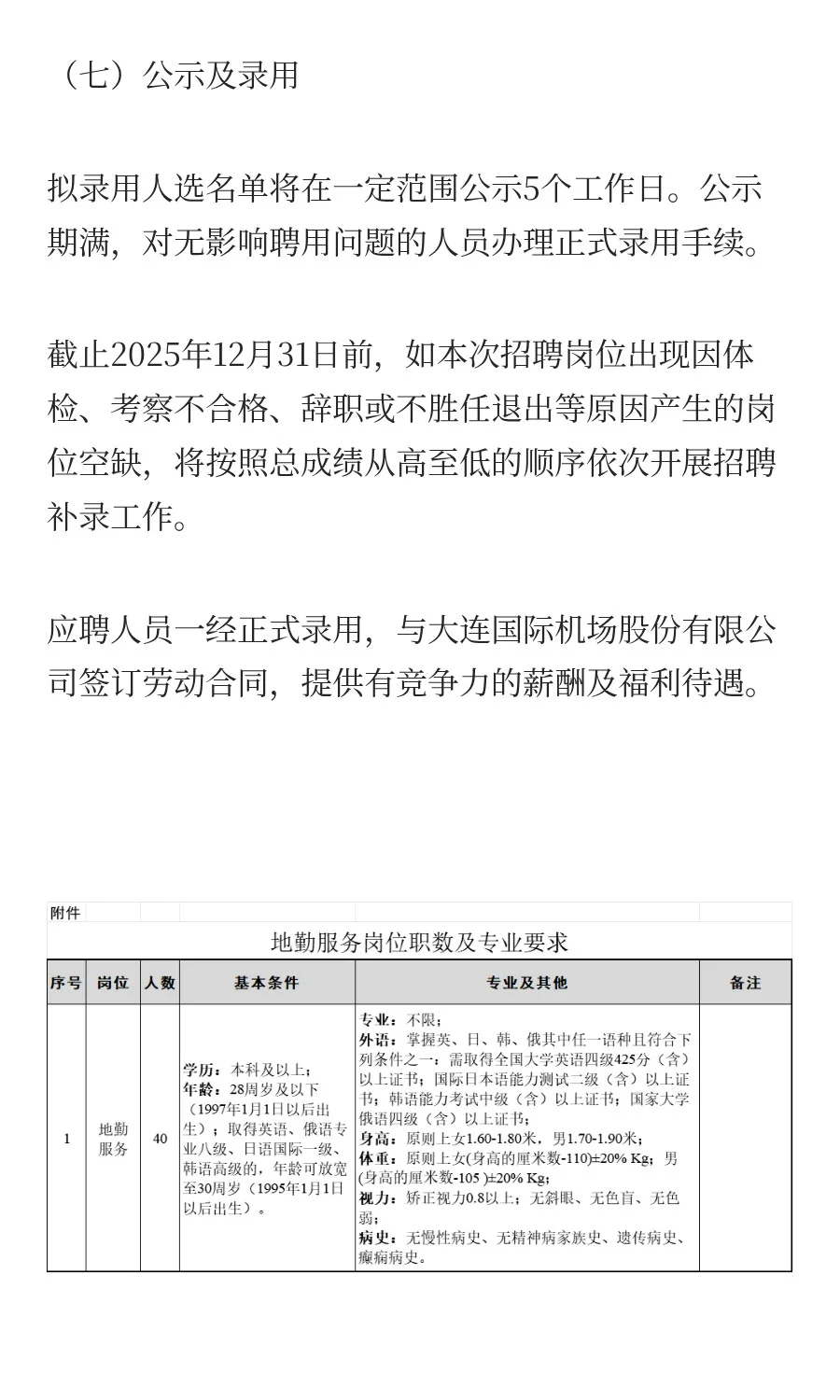 大连国际机场集团招聘地勤服务岗40人公告
