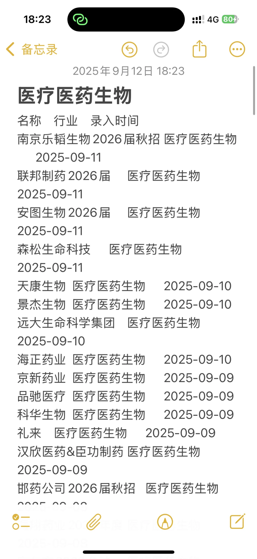 9.1-9.11医疗医药生物类秋招企业汇总