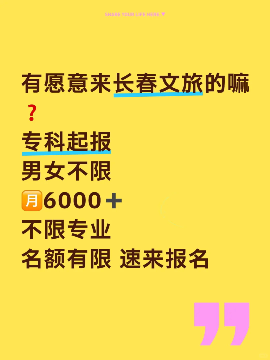 长春文旅招人了❗️🔥热报名中