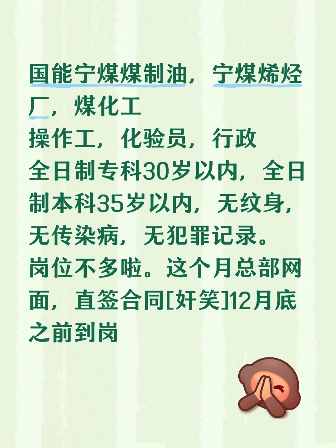 国能宁煤秋招啦