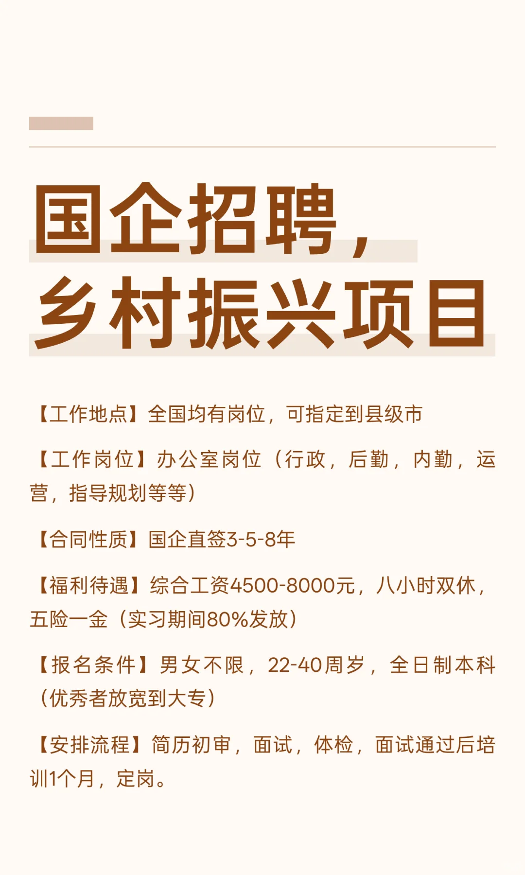 国企招聘，乡村振兴项目