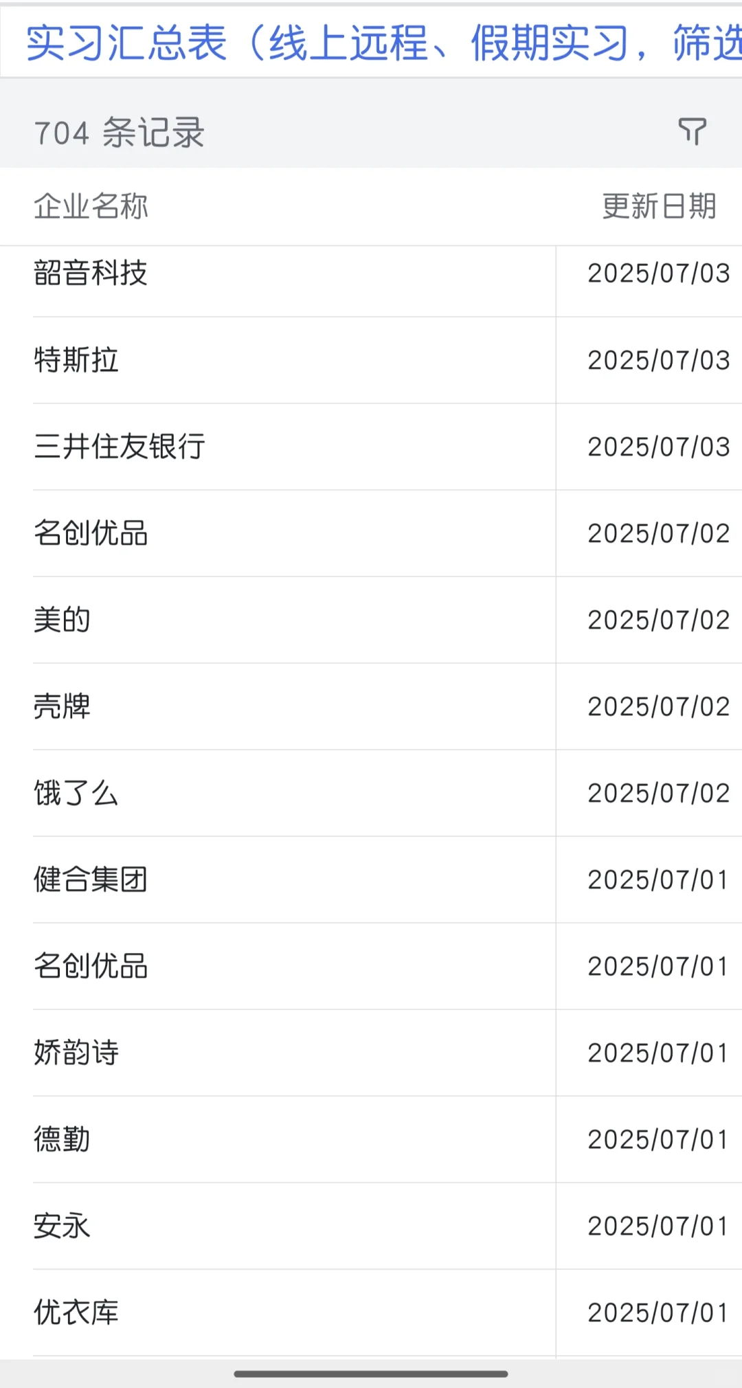 7.4 今天新开了好多暑假实习岗位