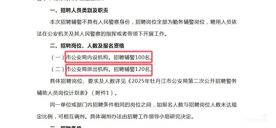 牡丹江辅警220人
